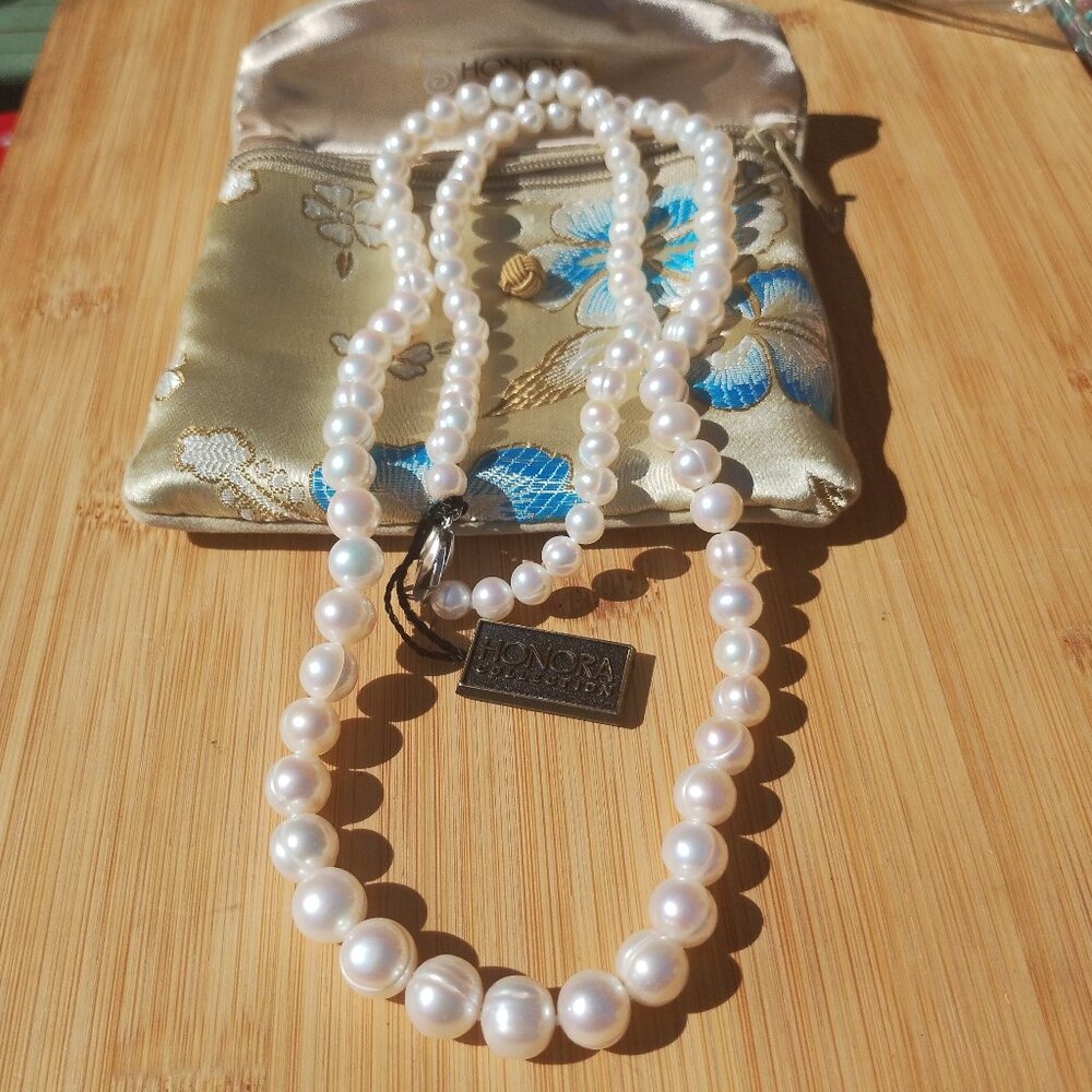 Honora 925 Sterling Silver Freshwater Pearl 30" Graduated Necklace New in Box  V